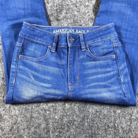 American Eagle Jeans Womens 00 Blue High Rise Jegging Super Super Stretch Skinny - Picture 15 of 16